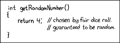 xkcd 221: her zaman 4 döndüren getRandomNumber fonksiyonu